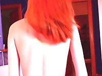 Petite redhead jumped on BF's dick right after breakfast [POV]