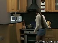Dude fucks chick in the kitchen and in the bedroom