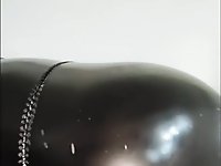 Bubble-ass Hottie In Latex Leggings Warms Up Her Pussy With a Dildo Before a Rough Orgasmic Fuck